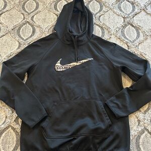 Nike Women's Black Hoodie with Graphic Swoosh